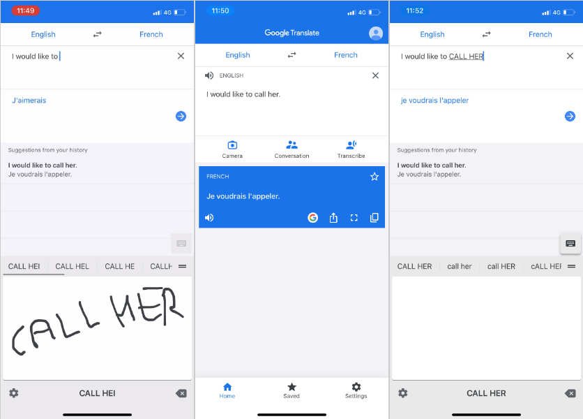 Typing and Writing in Google Translate App